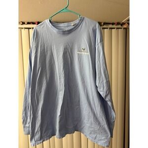 Beach & Barn Long Sleeve Tee Surfing Rooster Light Blue Size XL 100% Cotton